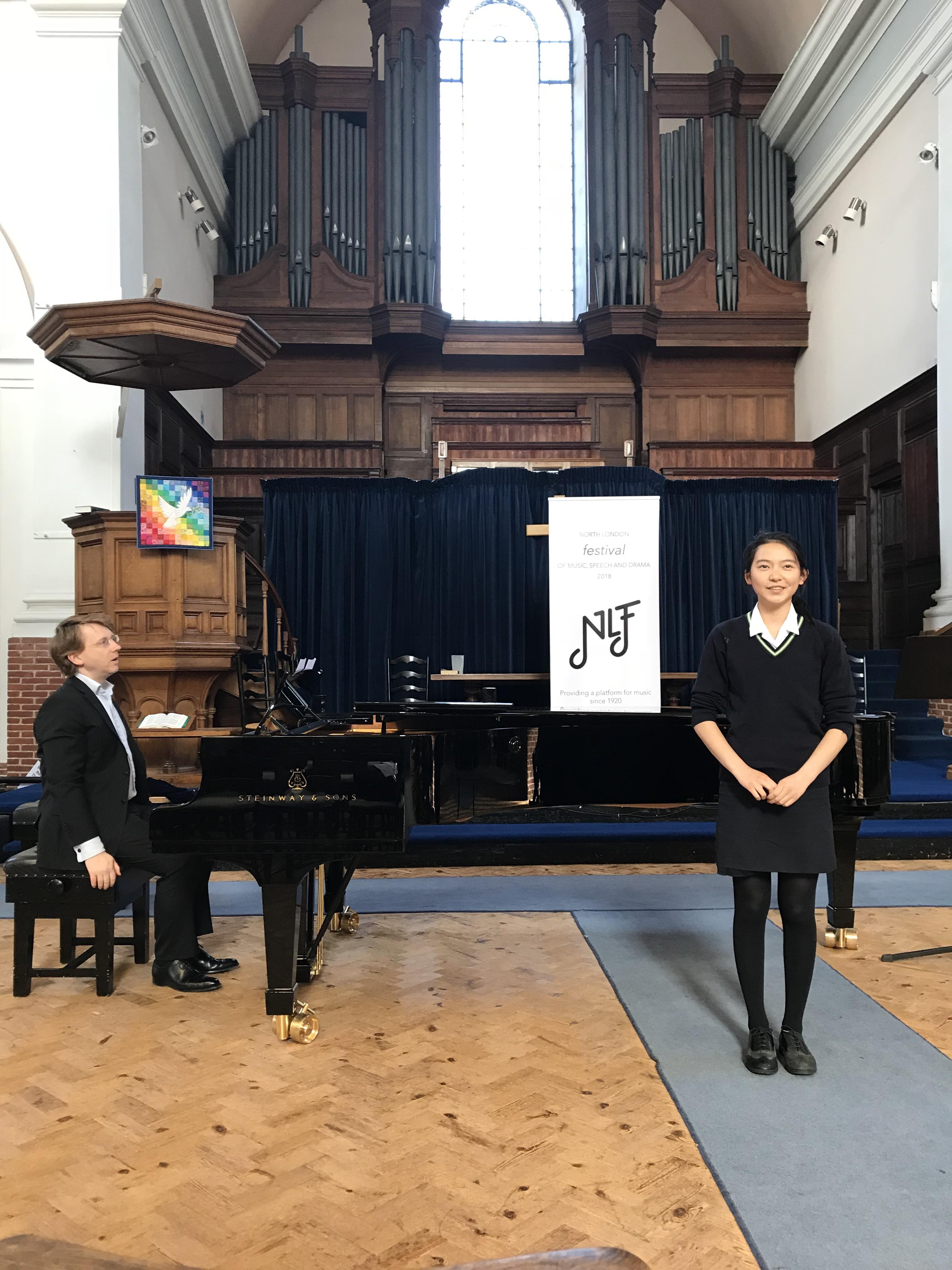 1st place for Sonia in the North London Music Festival