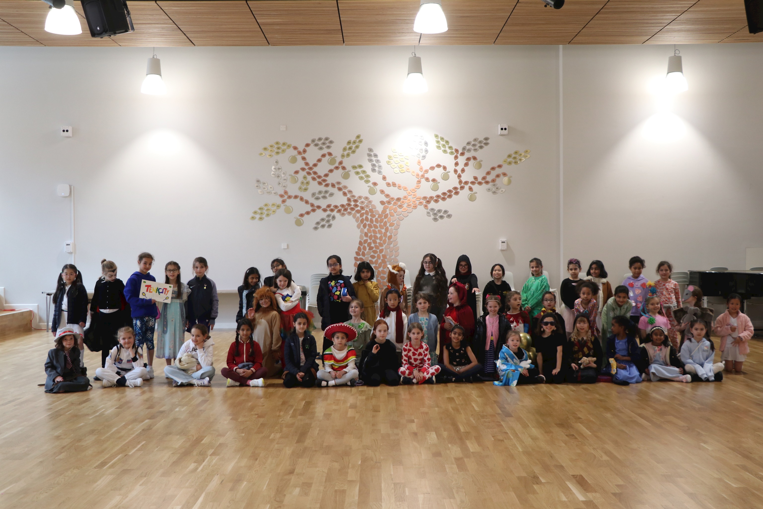 A group photograph of Year 3, showing all of their World Book Day costumes