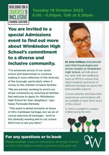 Diversity and Inclusion Admissions - Upcoming Event